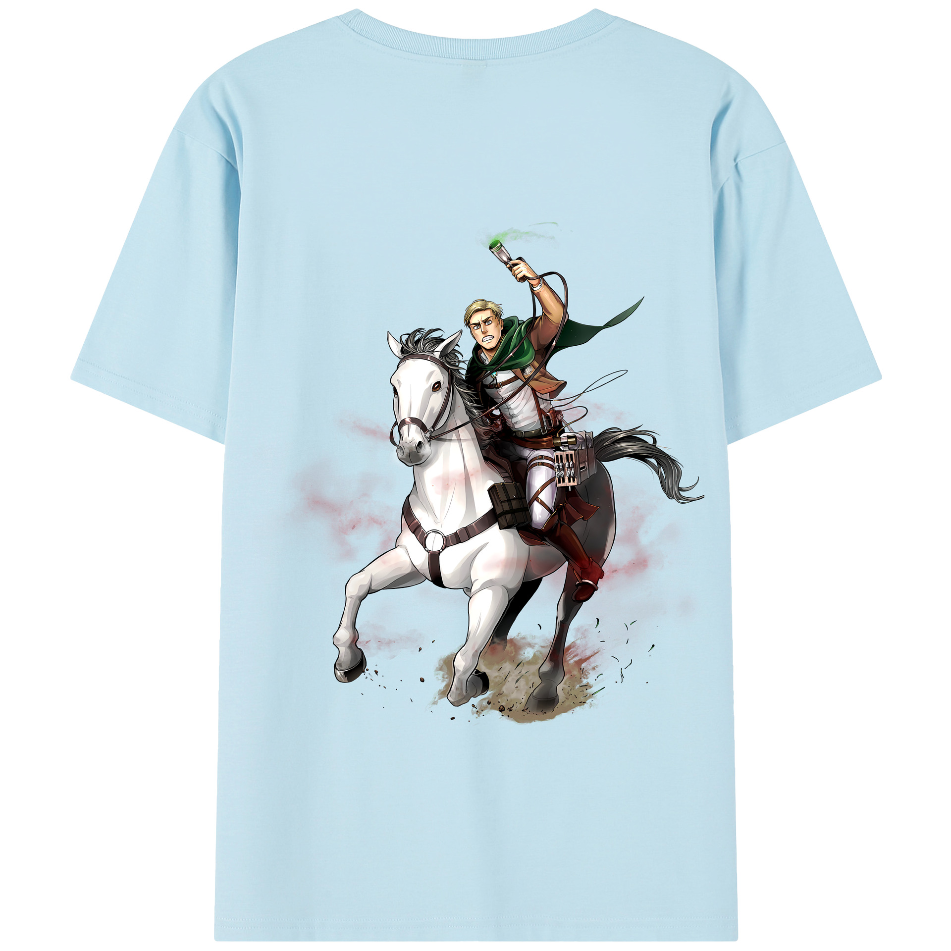 （画像用） 進撃の巨人 エルヴィン・スミス Attack on Titan Erwin Smith 綿100％半袖Tシャツ（背面プリント）